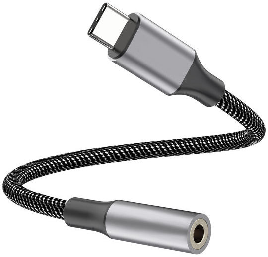 4smarts USB-C naar 3.5mm Jack (Female) Aux Kabel Connector Grijs afbeelding 2