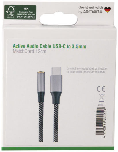 4smarts USB-C naar 3.5mm Jack (Female) Aux Kabel Connector Grijs afbeelding 8