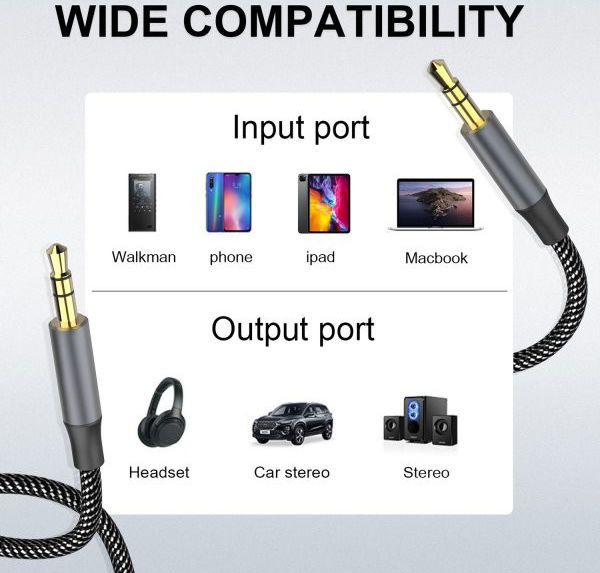 4smarts MatchCord 3.5mm Jack naar 3.5mm Jack Aux Kabel 1 Meter Zwart afbeelding 2