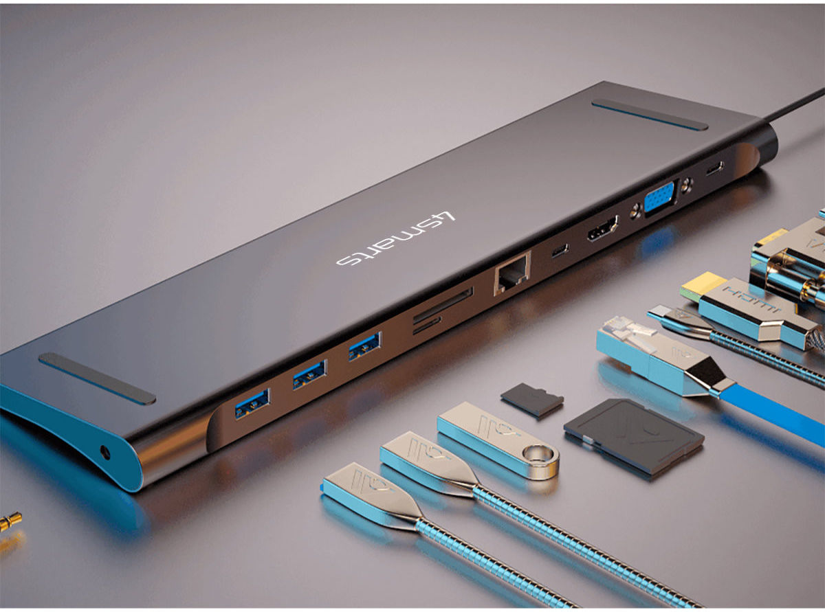 4Smarts Universele 11-in-1 Hub met Stand Functie 100W/4K@30Hz/1080P afbeelding 3