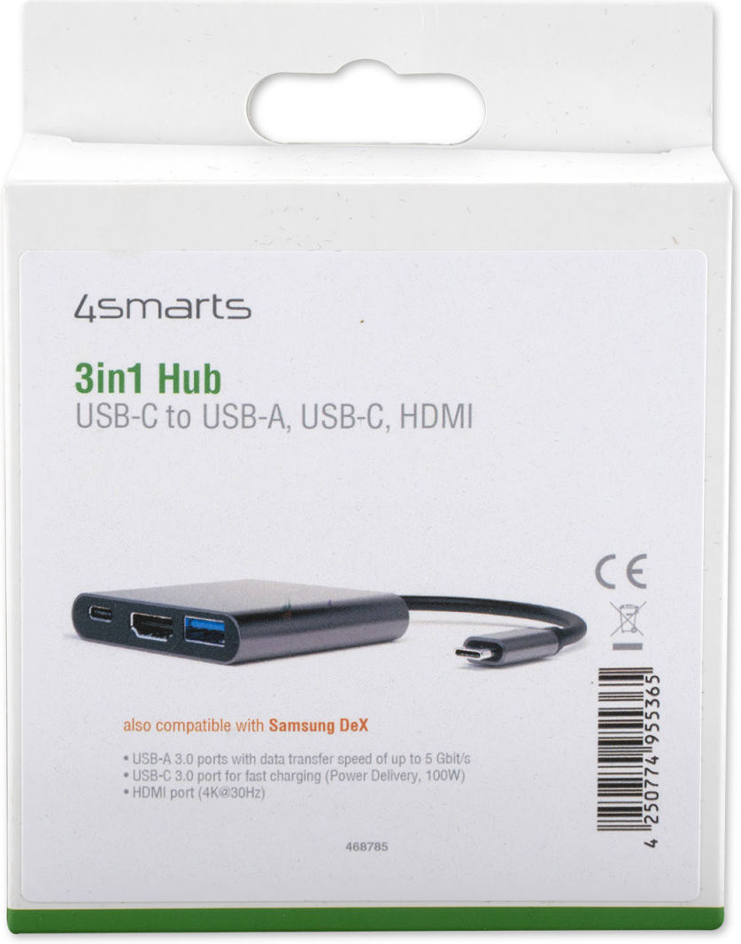 4smarts 3-in-1 Hub USB-C naar USB 3.0 / USB-C 3.0 / HDMI 4K@30Hz afbeelding 5
