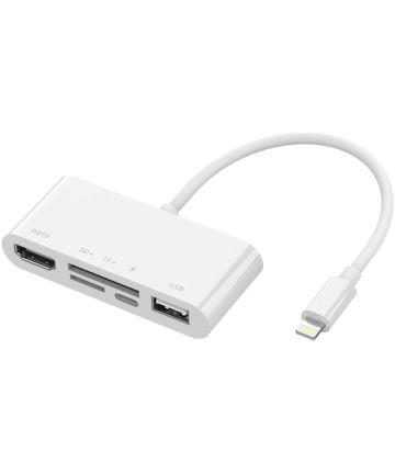 4smarts 5-in-1 Hub Lightning naar USB 2.0/HDMI/SD/Micro SD Wit Kabels