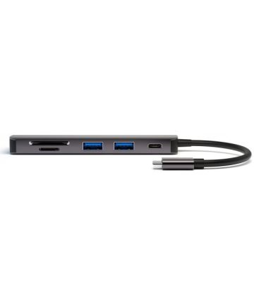 4Smarts 6-in-1 Hub USB-A / USB-C / Micro SD / SD-kaart / HDMI Grijs Kabels