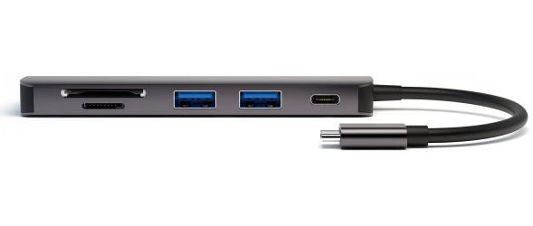 4Smarts 6-in-1 Hub USB-A / USB-C / Micro SD / SD-kaart / HDMI Grijs afbeelding 1