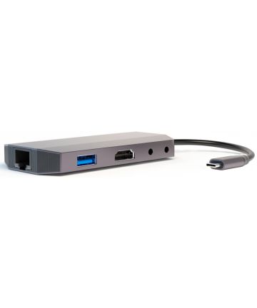 4Smarts 9-in-1 Hub LAN/USB-A/USB-C/3.5mm/SD-kaart Ingang Space Gray Kabels