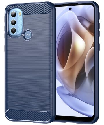 Motorola Moto G31/G41 Hoesje Geborsteld TPU Flexibele Back Cover Blauw Hoesjes
