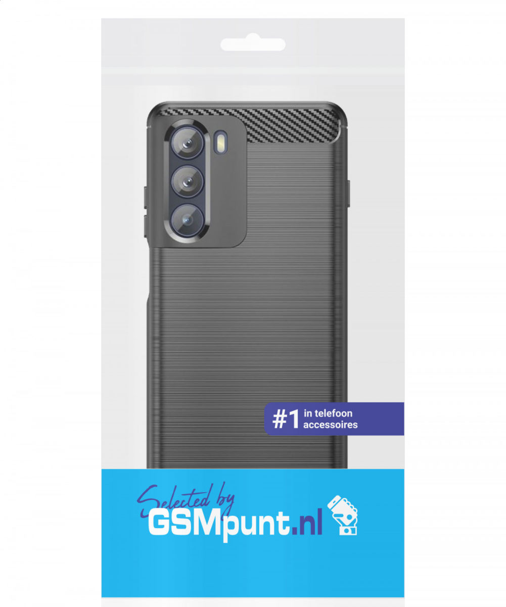 Motorola Moto G200 5G Hoesje Geborsteld TPU Back Cover Zwart afbeelding 2