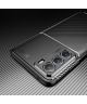 Motorola Moto G200 5G Hoesje Siliconen Carbon TPU Back Cover Zwart