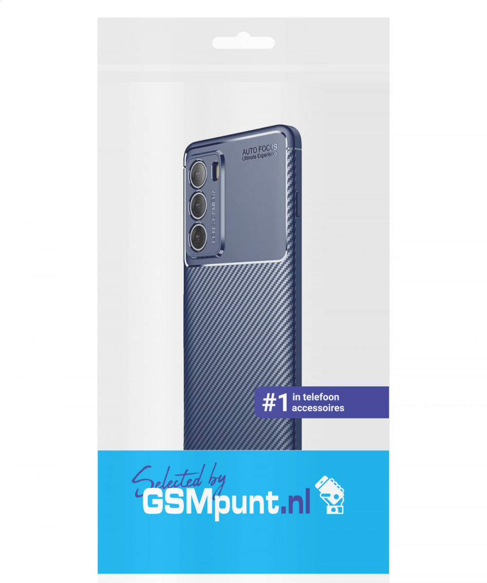 Motorola Moto G200 5G Hoesje Siliconen Carbon TPU Back Cover Blauw afbeelding 5