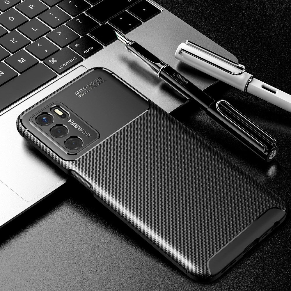 Oppo A16s/A16/Oppo A54S Hoesje Siliconen Carbon TPU Back Cover Zwart afbeelding 12