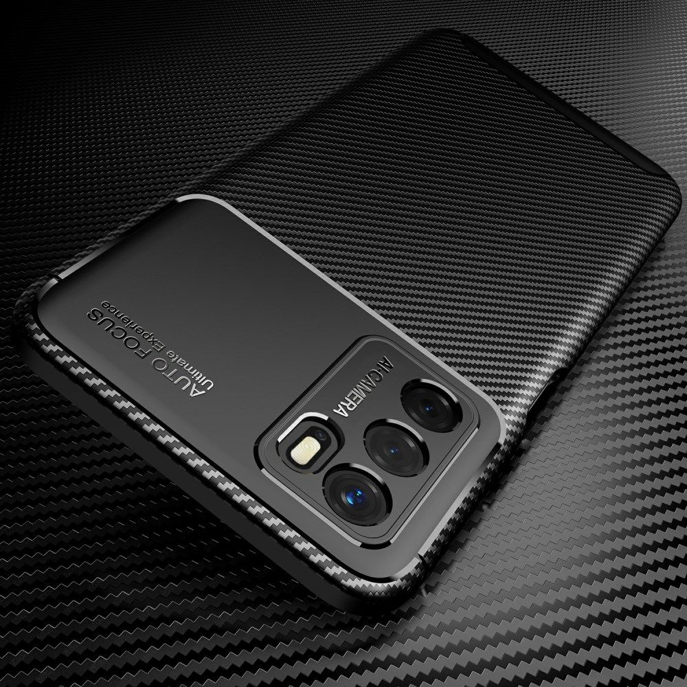 Oppo A16s/A16/Oppo A54S Hoesje Siliconen Carbon TPU Back Cover Zwart afbeelding 6