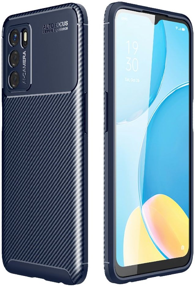Oppo A16s/A16/Oppo A54S Hoesje Siliconen Carbon TPU Back Cover Blauw afbeelding 1