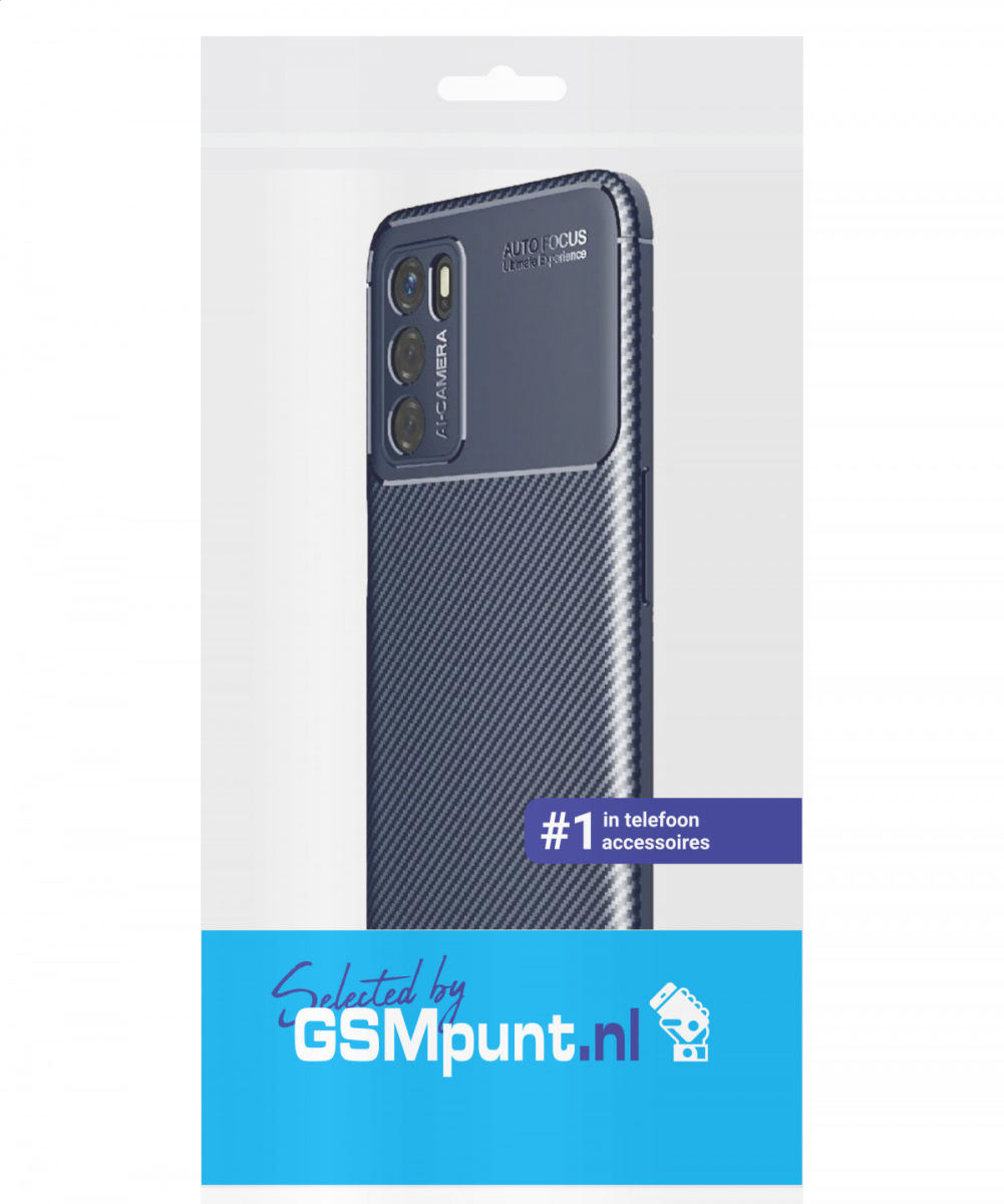 Oppo A16s/A16/Oppo A54S Hoesje Siliconen Carbon TPU Back Cover Blauw afbeelding 2