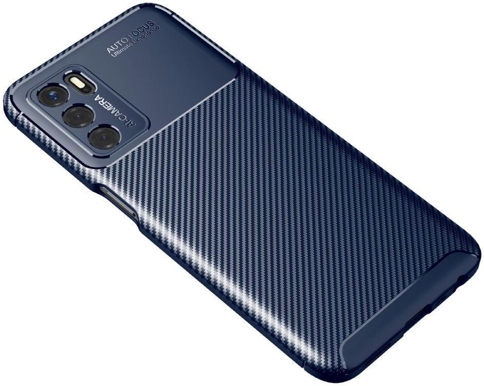 Oppo A16s/A16/Oppo A54S Hoesje Siliconen Carbon TPU Back Cover Blauw afbeelding 5
