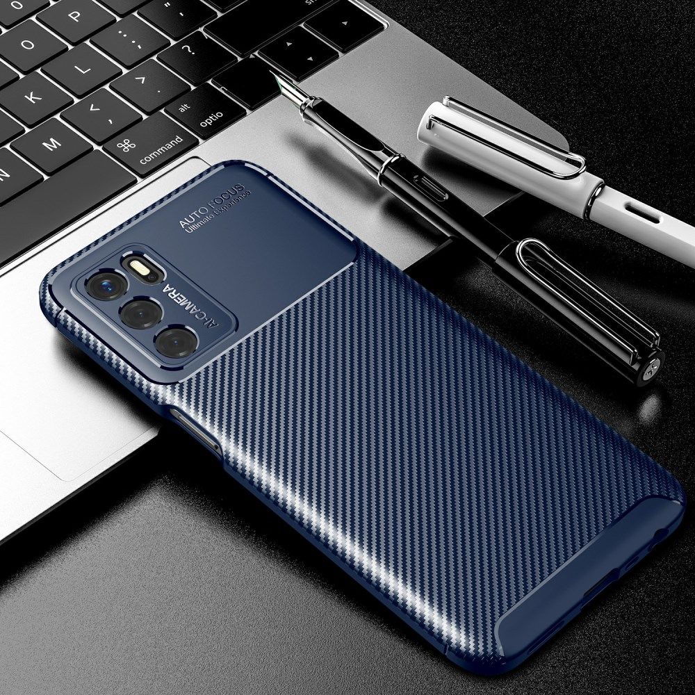 Oppo A16s/A16/Oppo A54S Hoesje Siliconen Carbon TPU Back Cover Blauw afbeelding 6