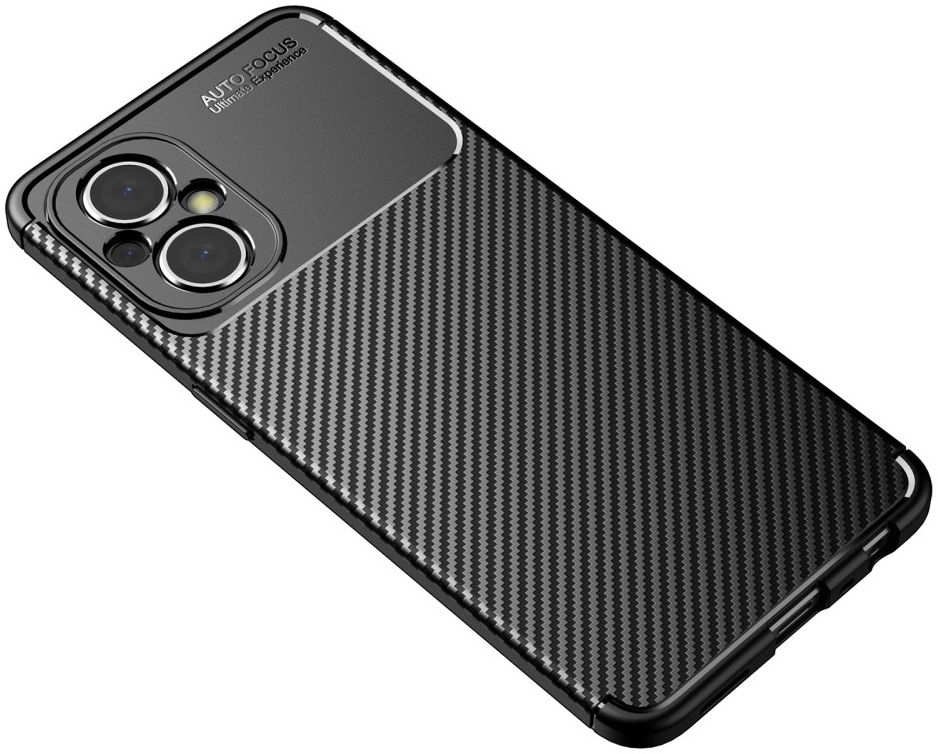 Oppo Reno 8 Lite Hoesje Siliconen Carbon TPU Back Cover Zwart afbeelding 4