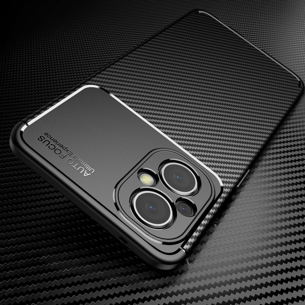 Oppo Reno 8 Lite Hoesje Siliconen Carbon TPU Back Cover Zwart afbeelding 6