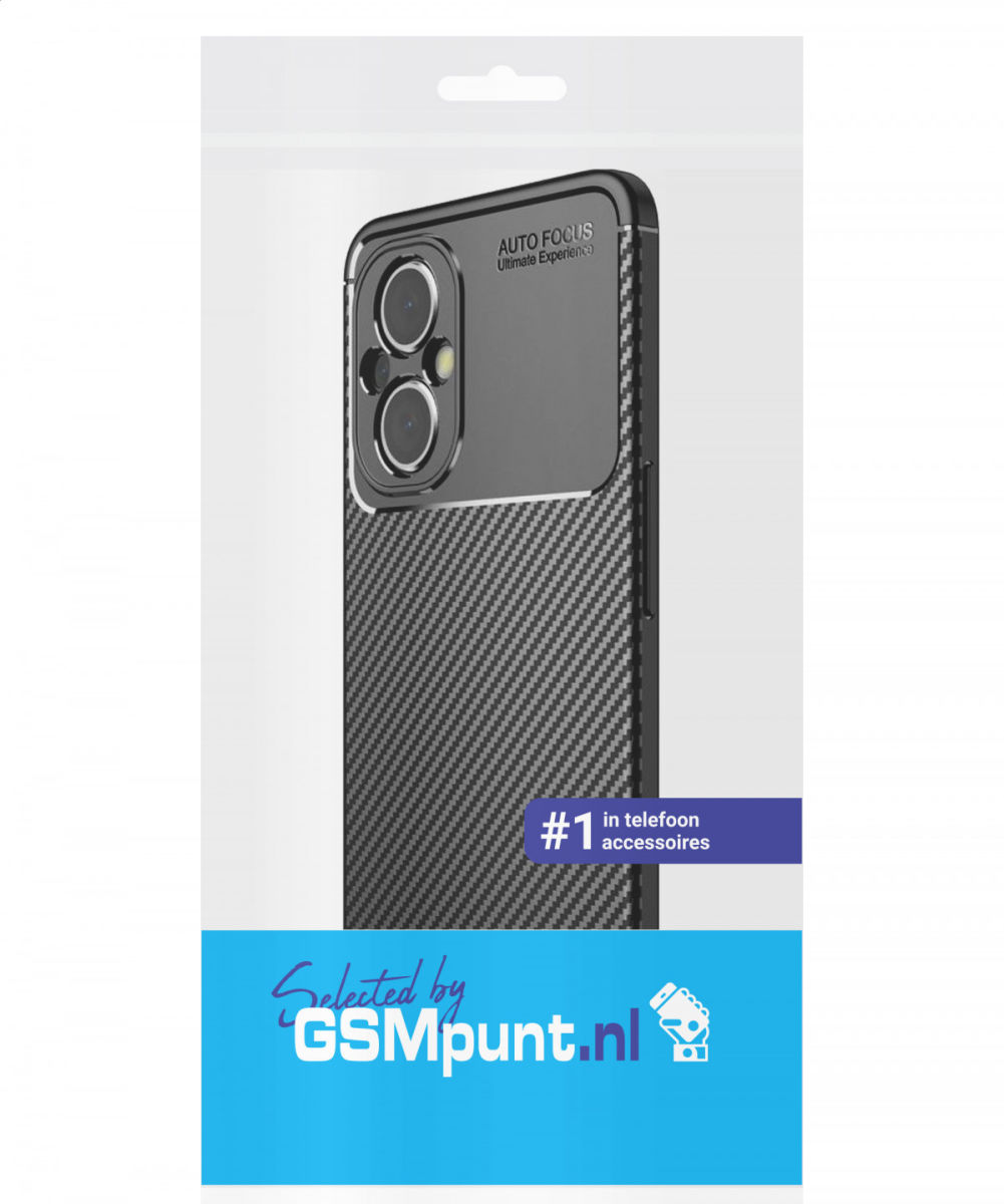 Oppo Reno 8 Lite Hoesje Siliconen Carbon TPU Back Cover Zwart afbeelding 2