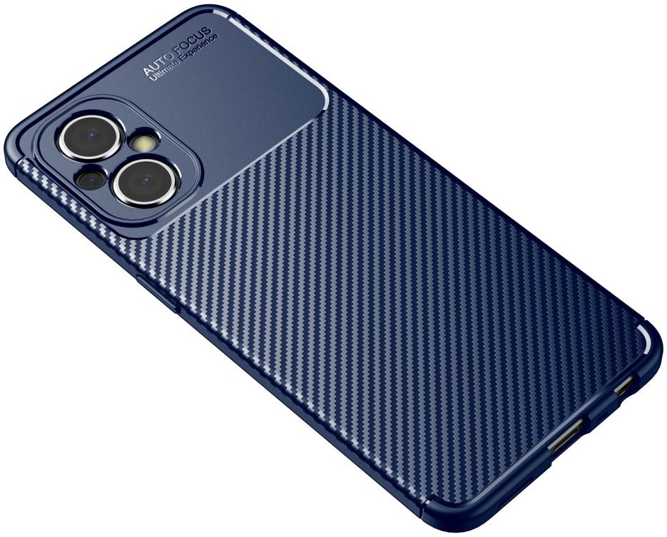 Oppo Reno 8 Lite Hoesje Siliconen Carbon TPU Back Cover Blauw afbeelding 4