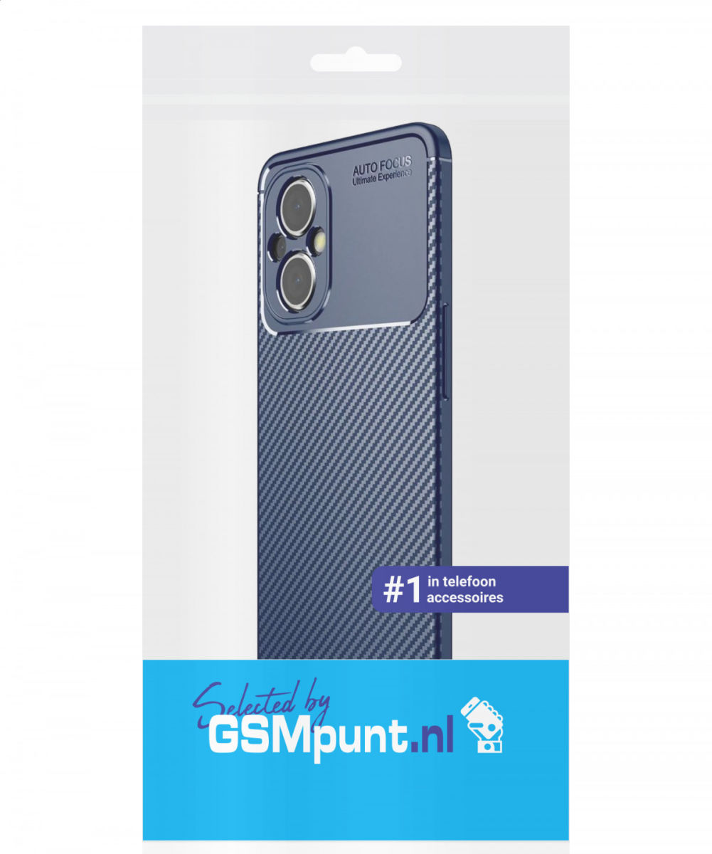 Oppo Reno 8 Lite Hoesje Siliconen Carbon TPU Back Cover Blauw afbeelding 2