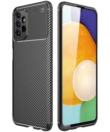 Samsung Galaxy A13 4G Hoesje Siliconen Carbon TPU Back Cover Zwart Hoesjes