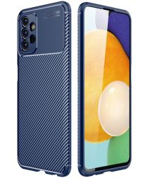 Samsung Galaxy A13 4G Hoesje Siliconen Carbon TPU Back Cover Blauw