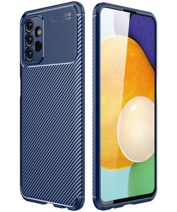 Samsung Galaxy A13 4G Hoesje Siliconen Carbon TPU Back Cover Blauw Hoesjes