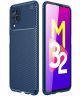 Samsung Galaxy M32 Hoesje Siliconen Carbon TPU Back Cover Blauw