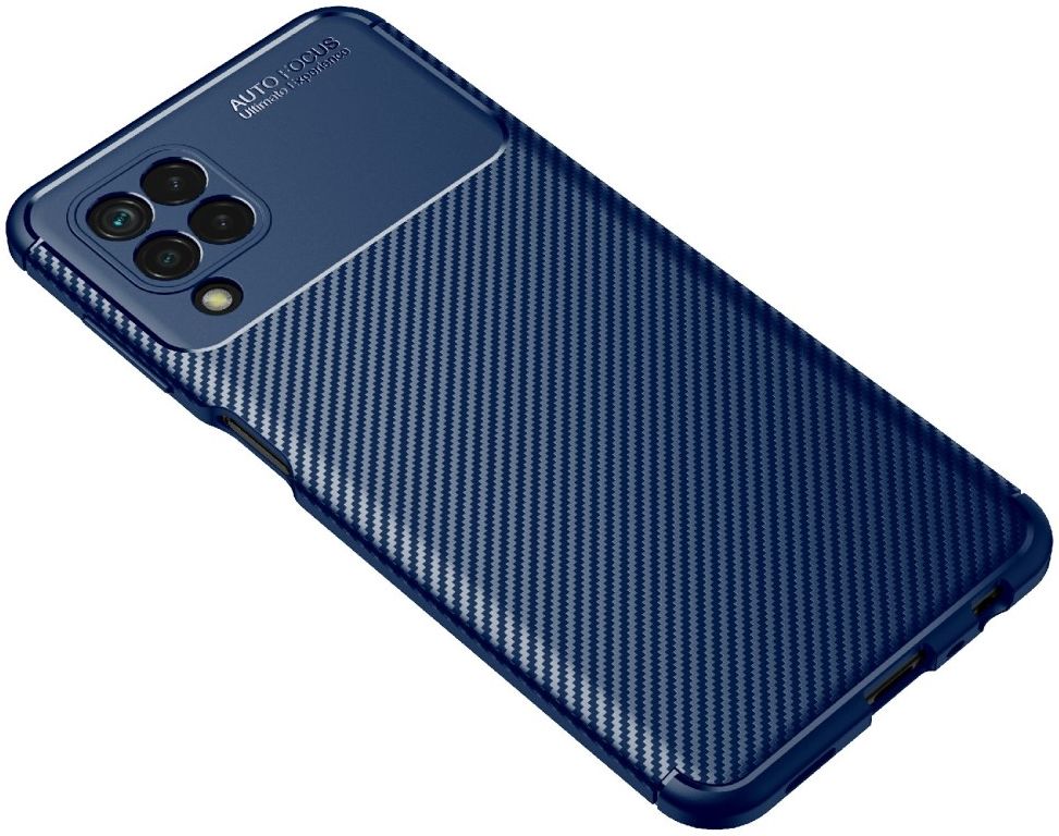 Samsung Galaxy M32 Hoesje Siliconen Carbon TPU Back Cover Blauw afbeelding 2
