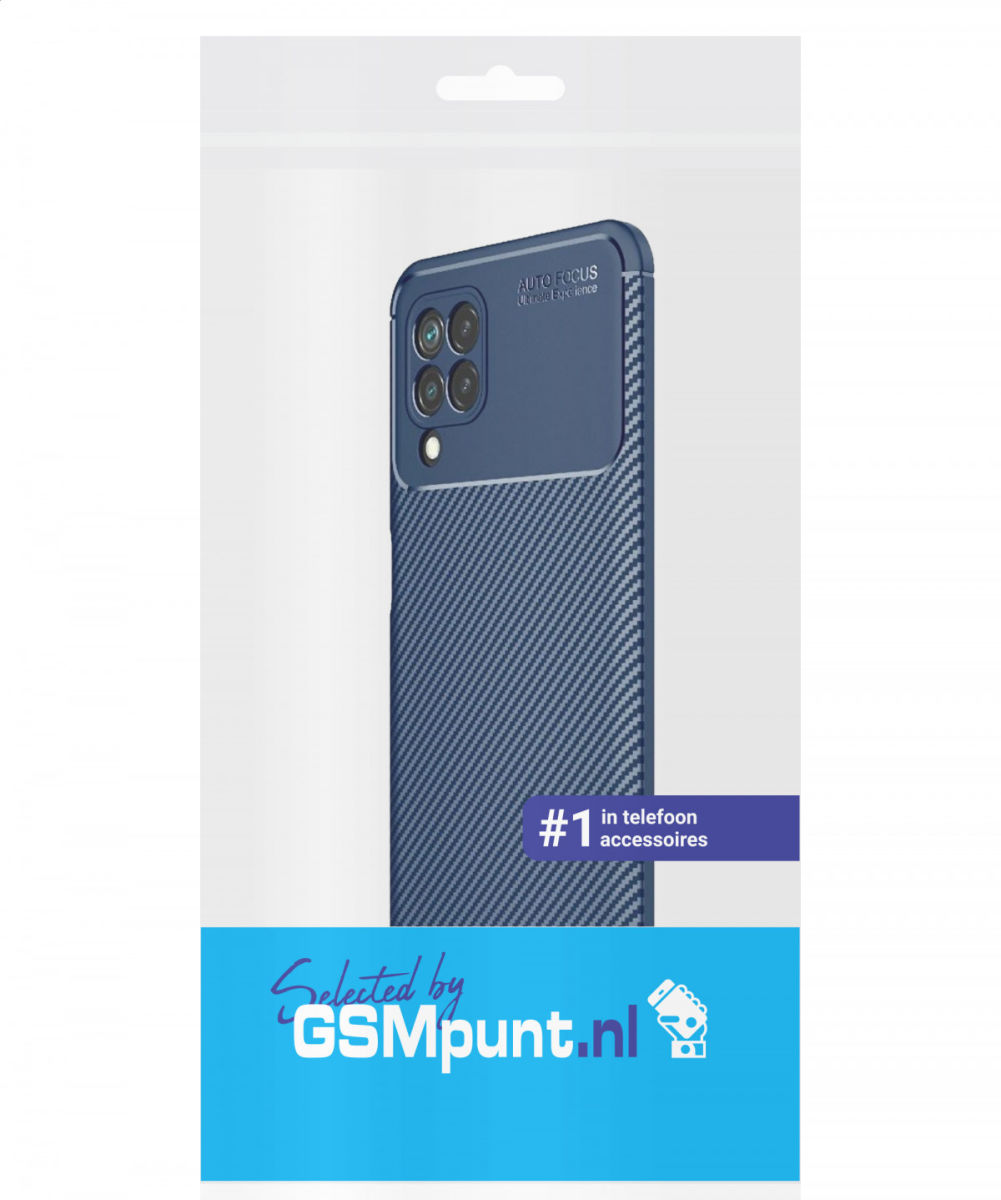 Samsung Galaxy M32 Hoesje Siliconen Carbon TPU Back Cover Blauw afbeelding 4