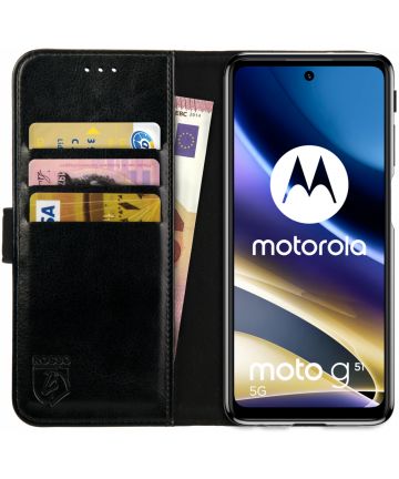 Rosso Element Motorola Moto G51 Hoesje Book Cover Wallet Zwart Hoesjes