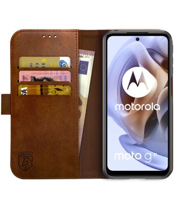 Rosso Element Motorola Moto G31 / G41 Hoesje Book Cover Wallet Bruin Hoesjes