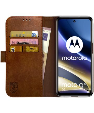 Rosso Element Motorola Moto G51 Hoesje Book Cover Wallet Bruin Hoesjes