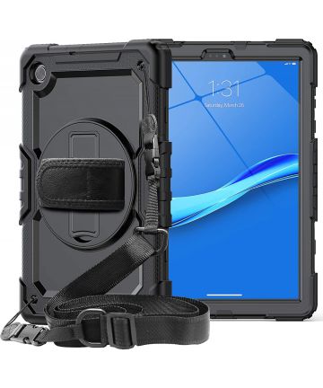 Lenovo Tab K10 Hoes met Screen Protector en Handriem Zwart Hoesjes
