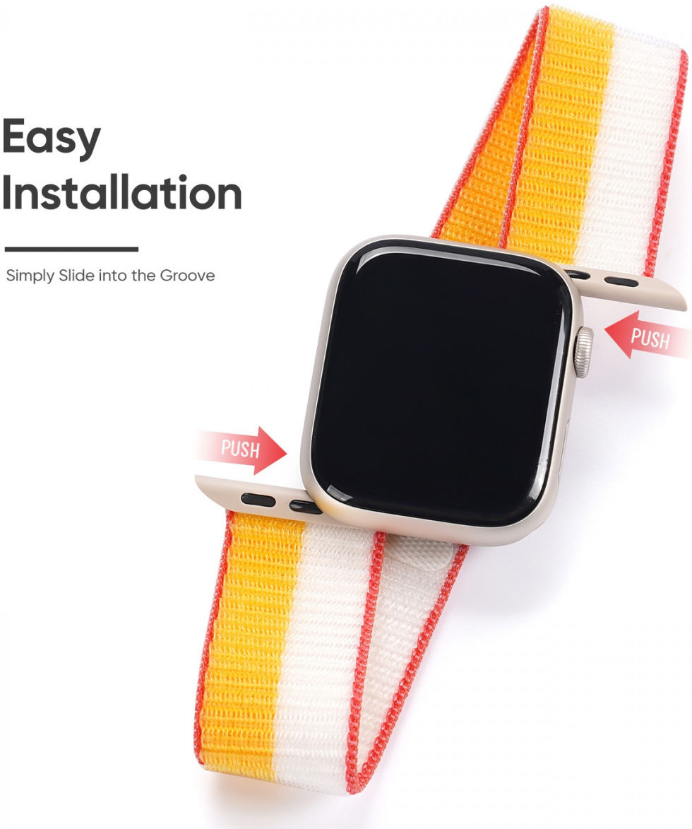 Dux Ducis Sport Apple Watch Bandje - 1-10/SE - 42/41/40/38MM - Geel/Wit afbeelding 2