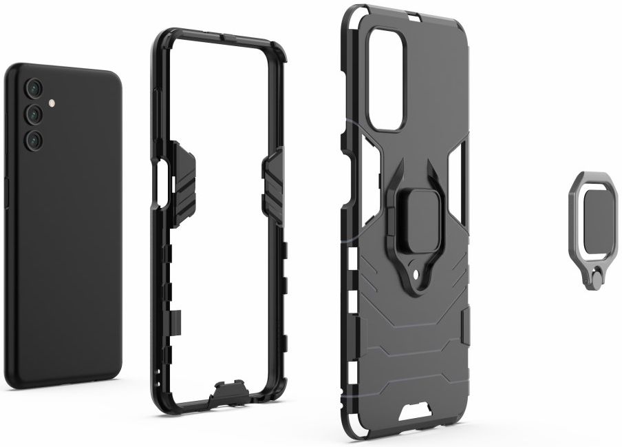 Samsung Galaxy A13 4G Hoesje Metalen Magnetische Ring Kickstand Zwart afbeelding 5