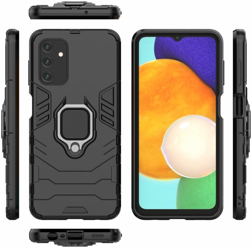 Samsung Galaxy A13 4G Hoesje Metalen Magnetische Ring Kickstand Zwart afbeelding 6
