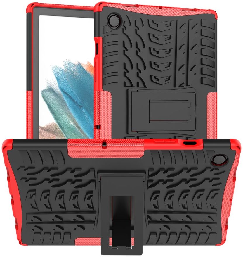 Samsung Galaxy Tab A8 Hoes Hybride Back Cover met Kickstand Rood afbeelding 1
