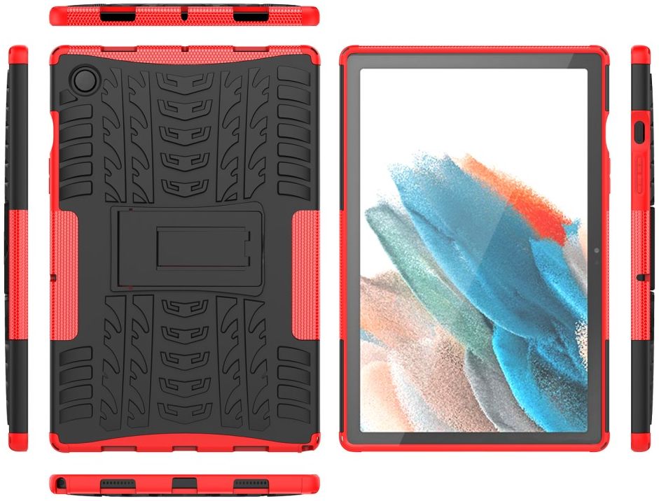 Samsung Galaxy Tab A8 Hoes Hybride Back Cover met Kickstand Rood afbeelding 9