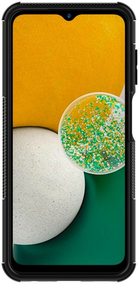 Samsung Galaxy A13 4G Hoesje Hybride Back Cover met Kickstand Zwart afbeelding 2