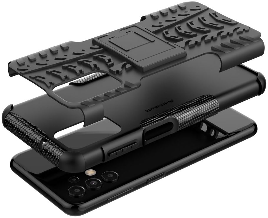 Samsung Galaxy A13 4G Hoesje Hybride Back Cover met Kickstand Zwart afbeelding 6