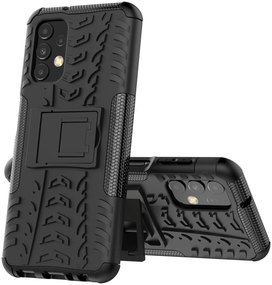 Samsung Galaxy A13 4G Hoesje Hybride Back Cover met Kickstand Zwart afbeelding 7