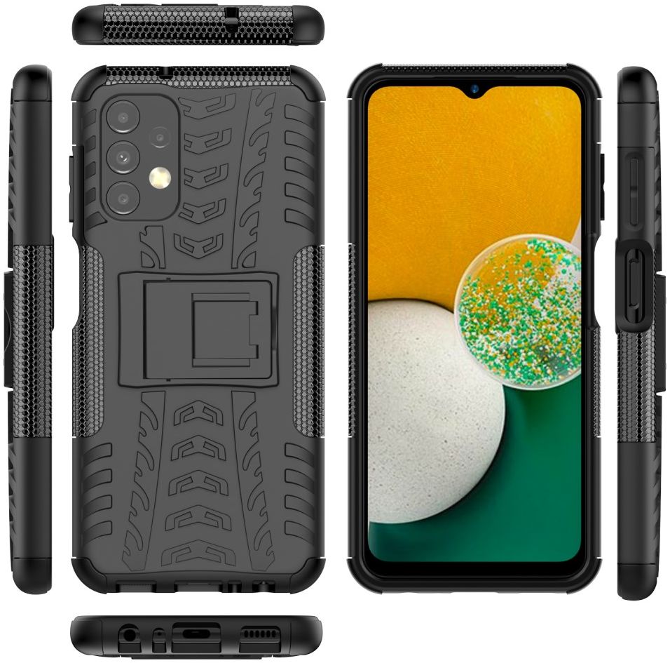 Samsung Galaxy A13 4G Hoesje Hybride Back Cover met Kickstand Zwart afbeelding 8