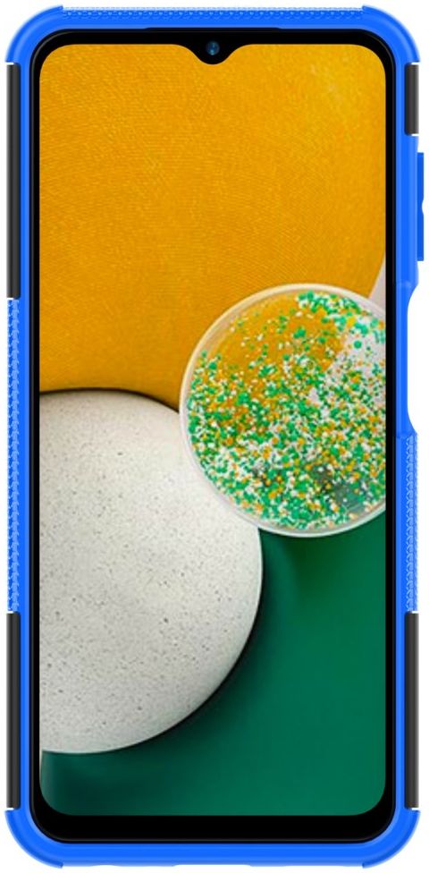 Samsung Galaxy A13 4G Hoesje Hybride Back Cover met Kickstand Blauw afbeelding 2
