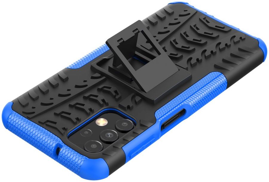Samsung Galaxy A13 4G Hoesje Hybride Back Cover met Kickstand Blauw afbeelding 5