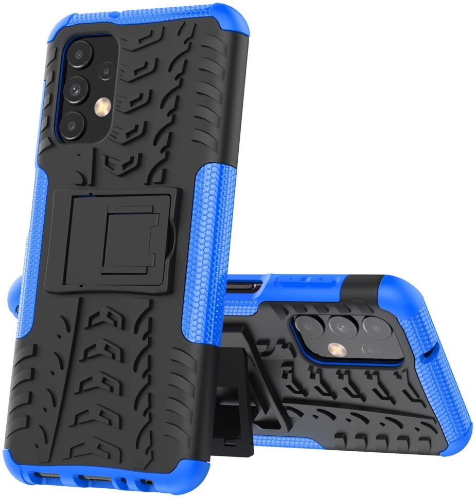 Samsung Galaxy A13 4G Hoesje Hybride Back Cover met Kickstand Blauw afbeelding 7