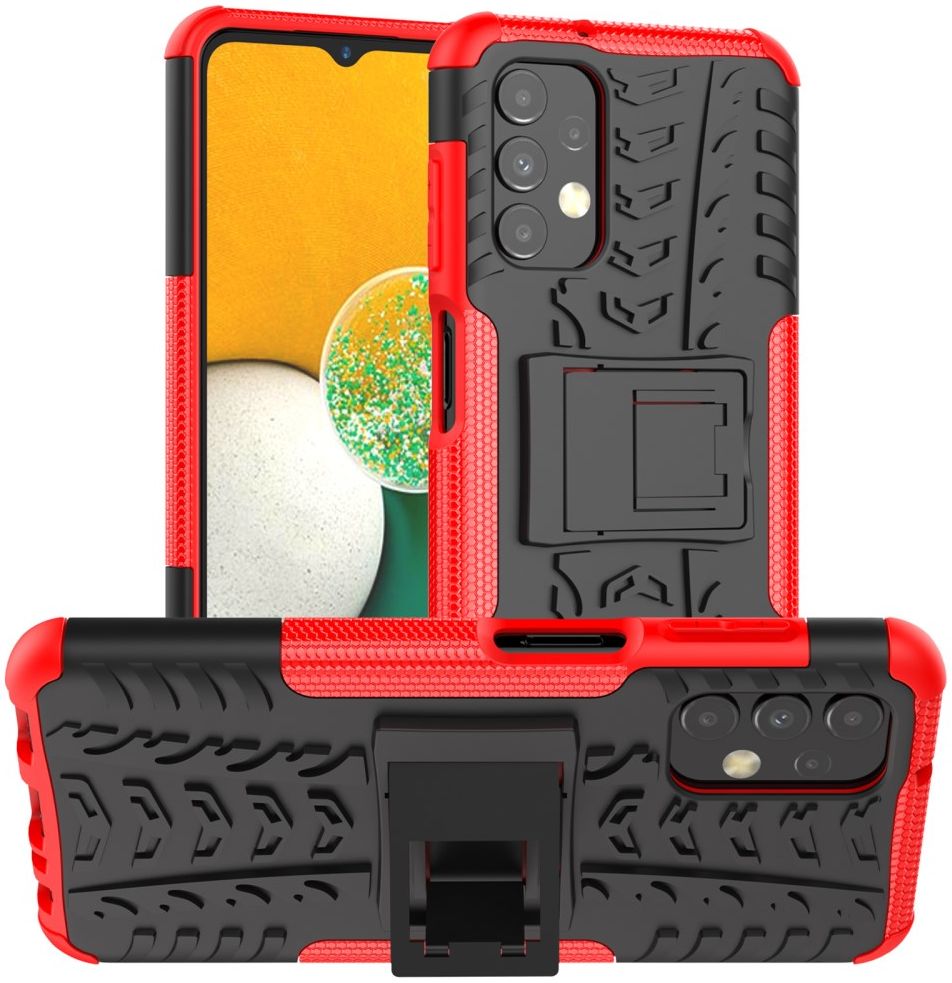 Samsung Galaxy A13 4G Hoesje Hybride Back Cover met Kickstand Rood afbeelding 1
