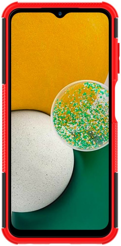 Samsung Galaxy A13 4G Hoesje Hybride Back Cover met Kickstand Rood afbeelding 2