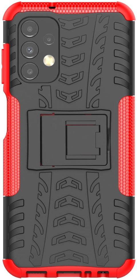 Samsung Galaxy A13 4G Hoesje Hybride Back Cover met Kickstand Rood afbeelding 3