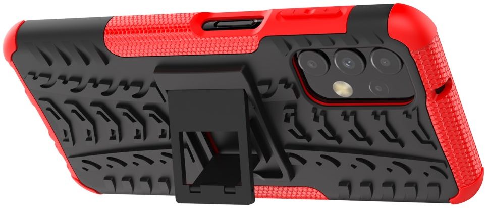 Samsung Galaxy A13 4G Hoesje Hybride Back Cover met Kickstand Rood afbeelding 4
